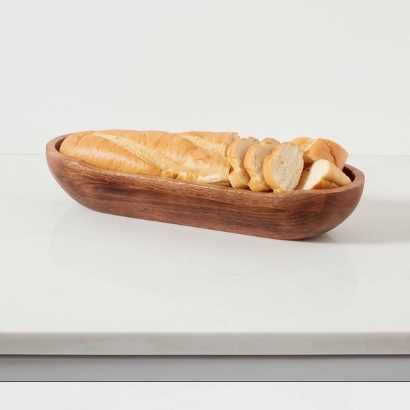 NWT Threshold Wooden Oval Mango wood serving bowl - Picture 2 of 3